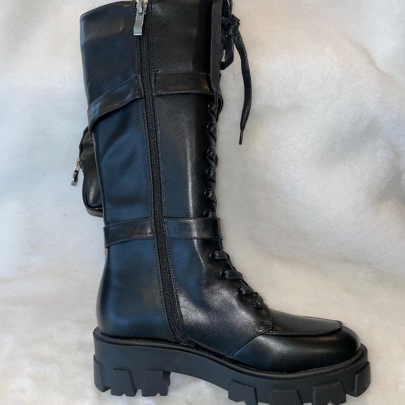 AWANG x Dolls Kill Tactical Double Zippered Pouch Knee High Combat Boots - NWT - Picture 4 of 10